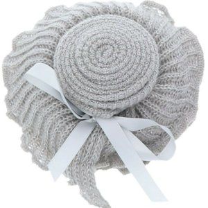 Collection 18 Lurex Ruffled Knit Scarf Grey NEW